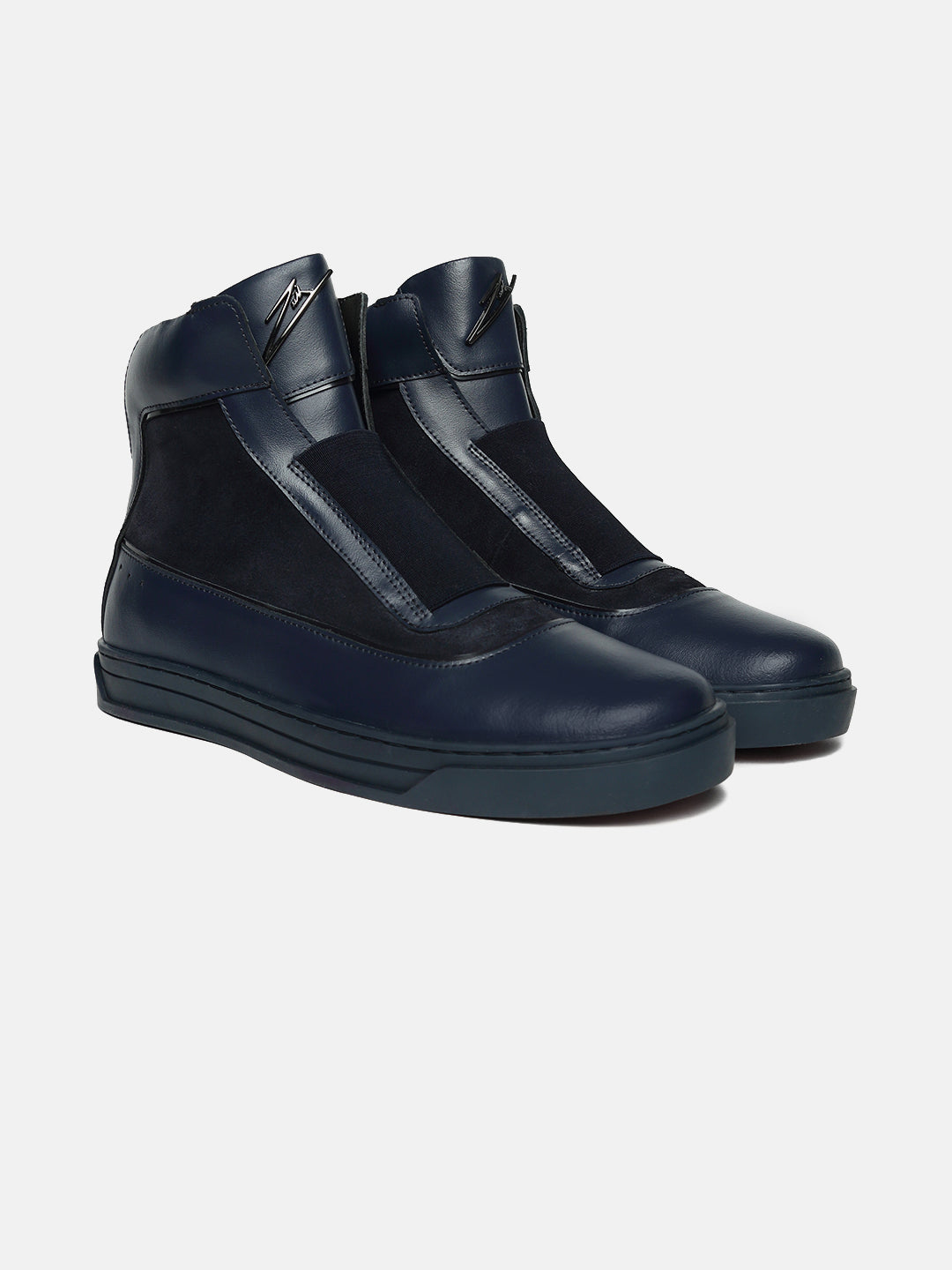 ZH III - BLUE - Blue High-Top Suede & Leather Slip-Ons