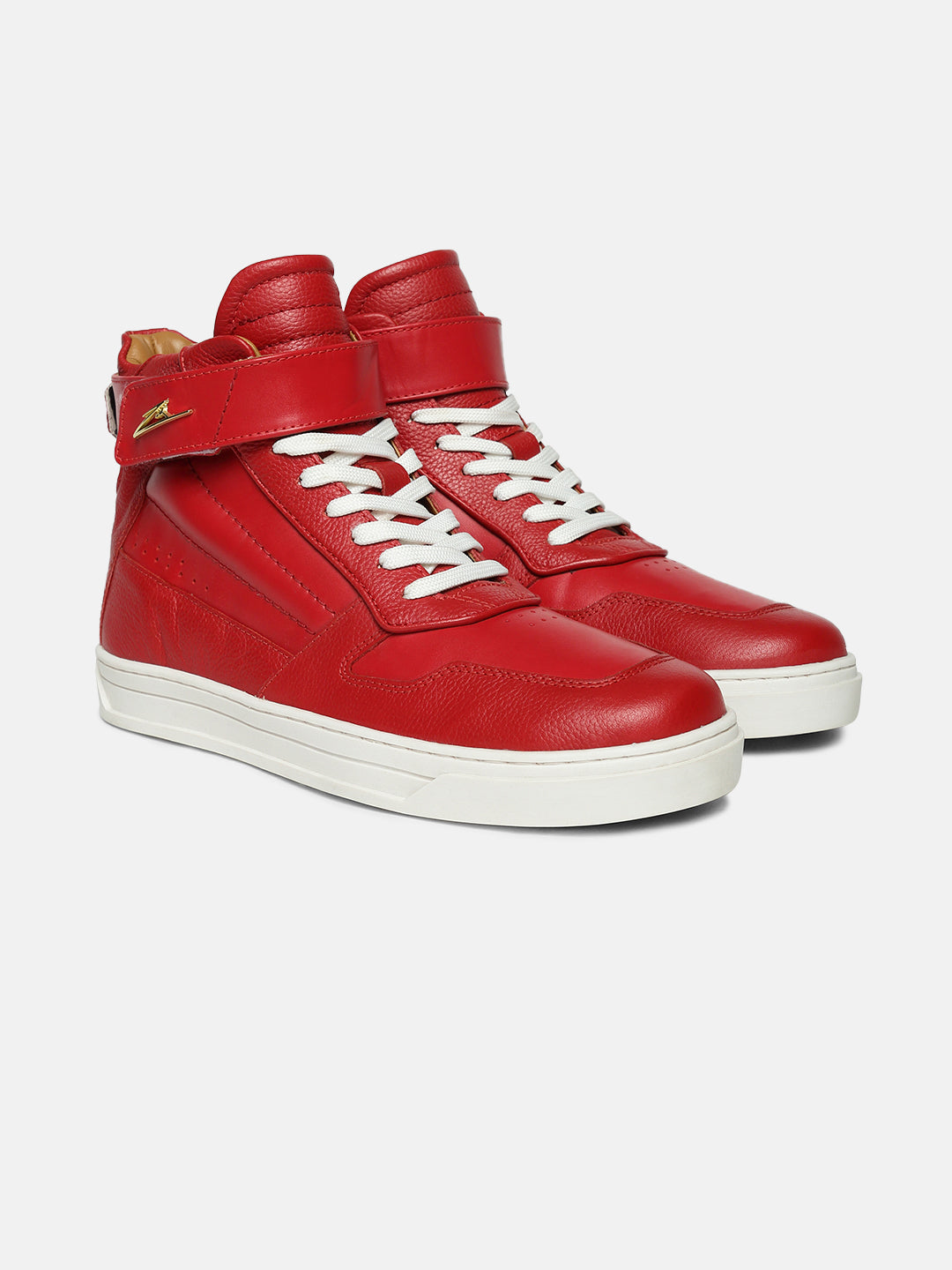 ZH I - RED - Red High-Top Leather Sneakers
