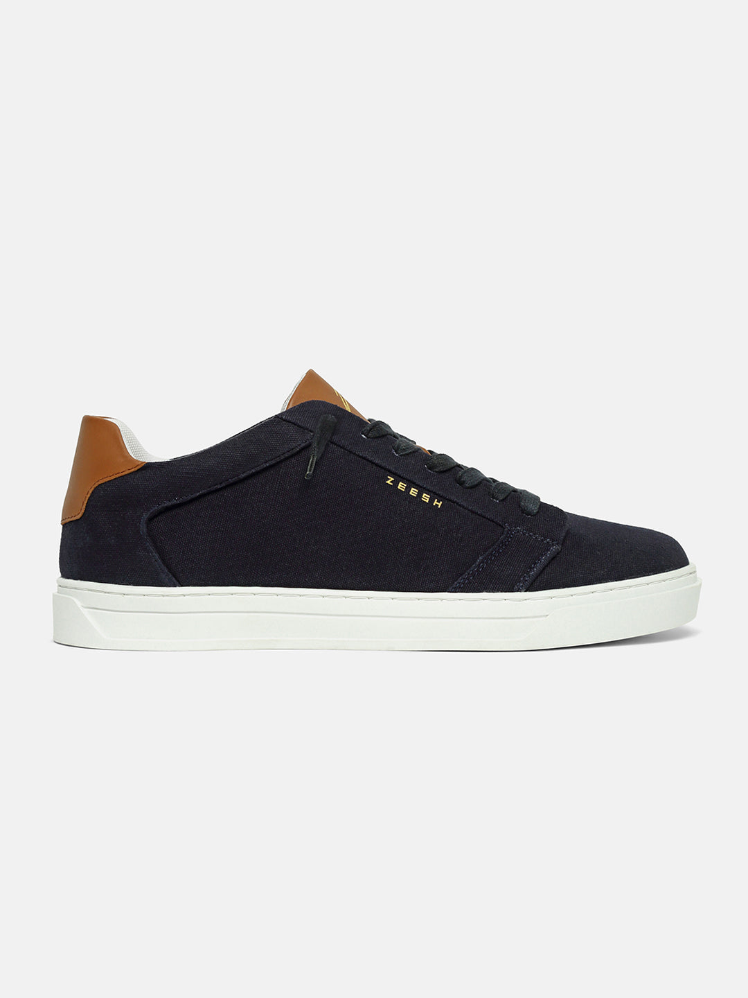 ZEESH Denim Hide Blue sneakers: bold navy denim, refined leather accents & everyday comfort. ZEESH redefines urban casual with timeless elegance.