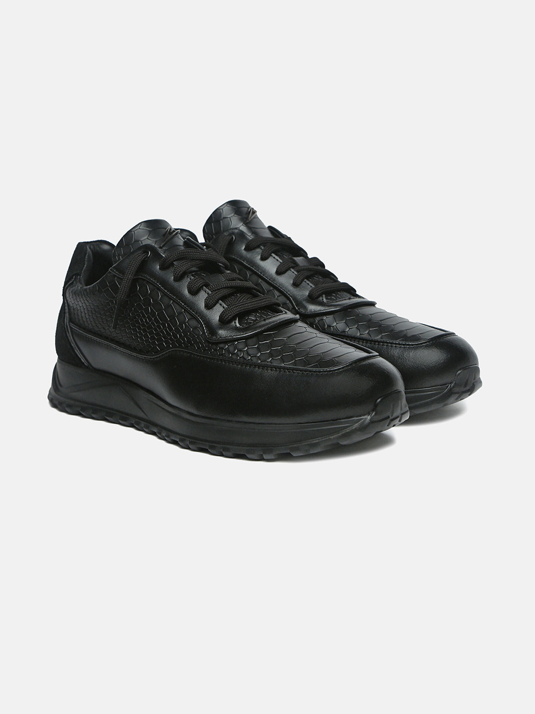 THE BANE - Black Python Leather Sneakers