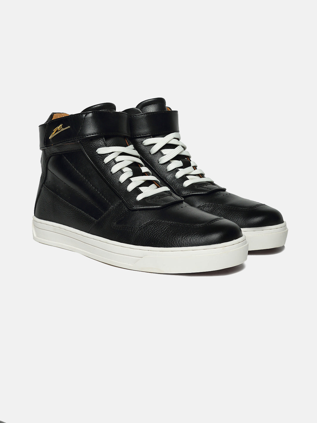 ZH I - BLACK - Black High-Top Leather Sneakers