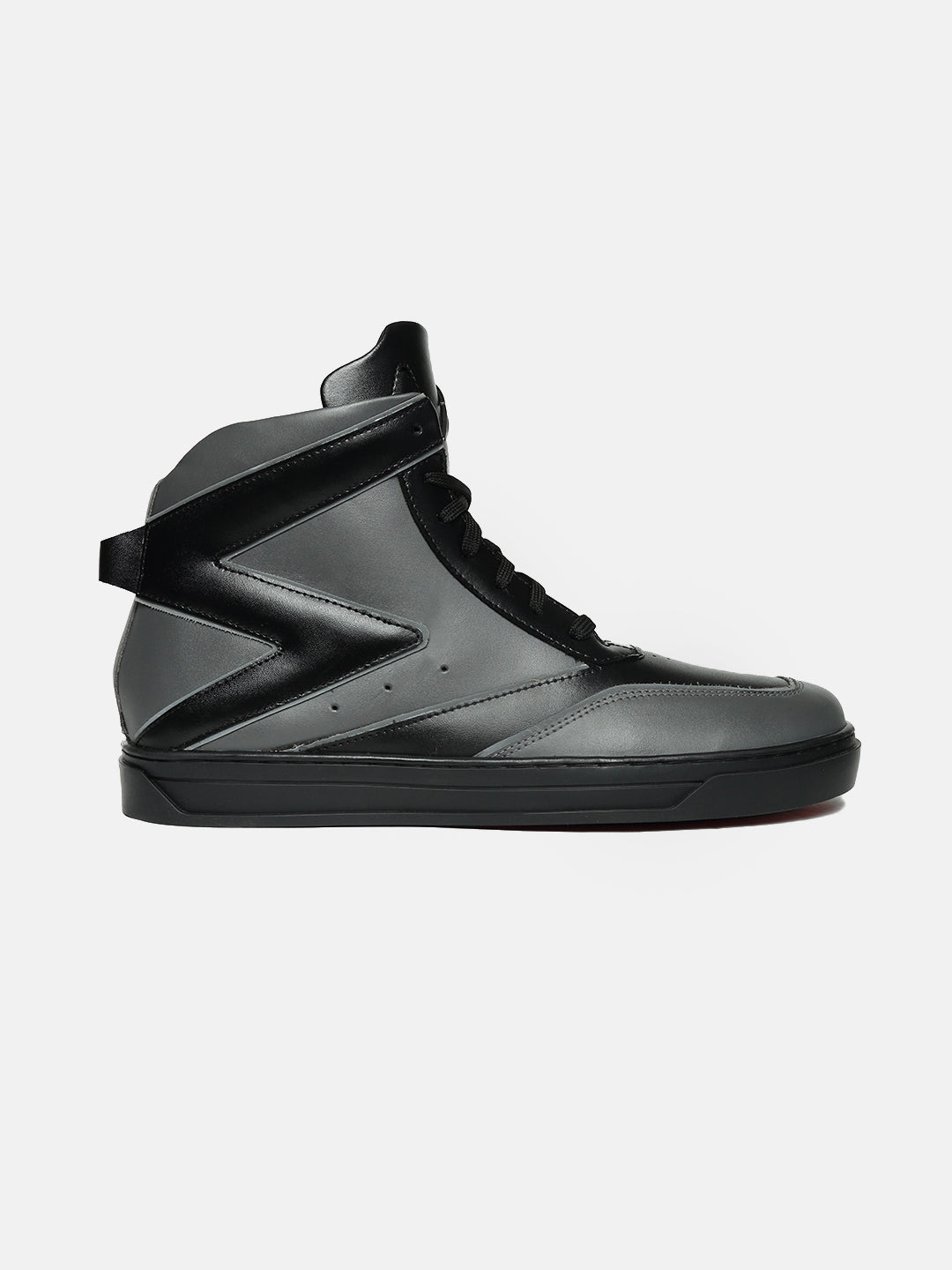 ZH IV - GREY - Grey Two-Tone High-Top Leather Sneakers