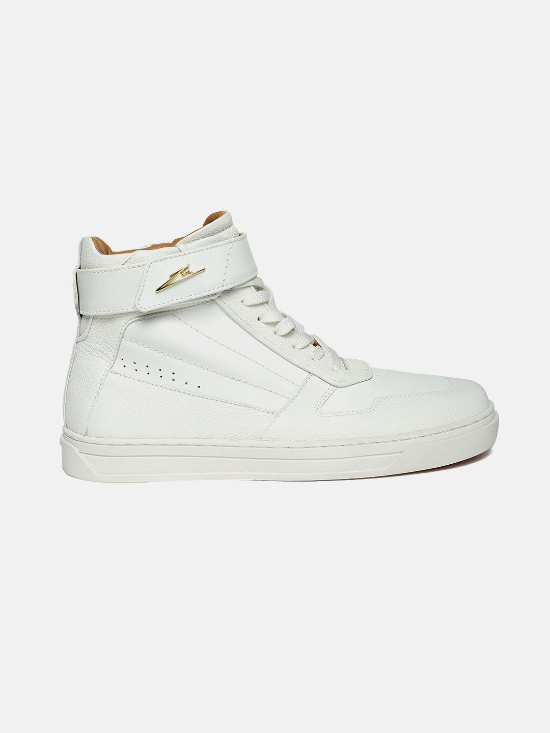 High-Top Premium Leather Sneakers White - Main Image