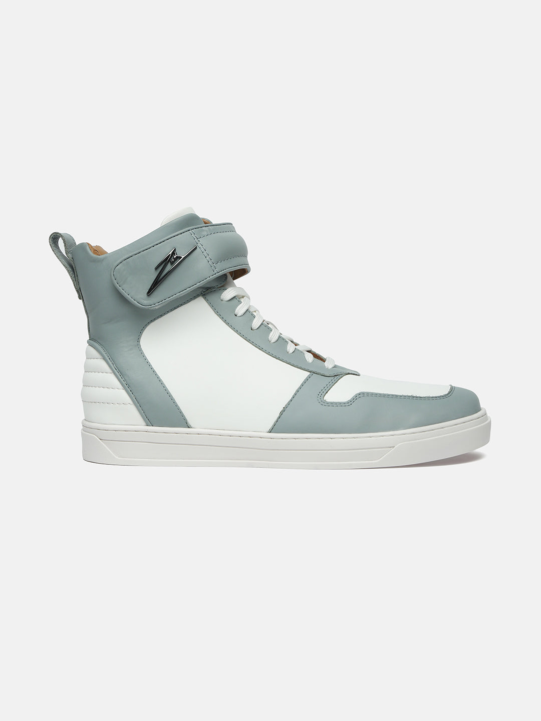 ZOH I – AQUA White & Blue High-Top Leather Sneakers