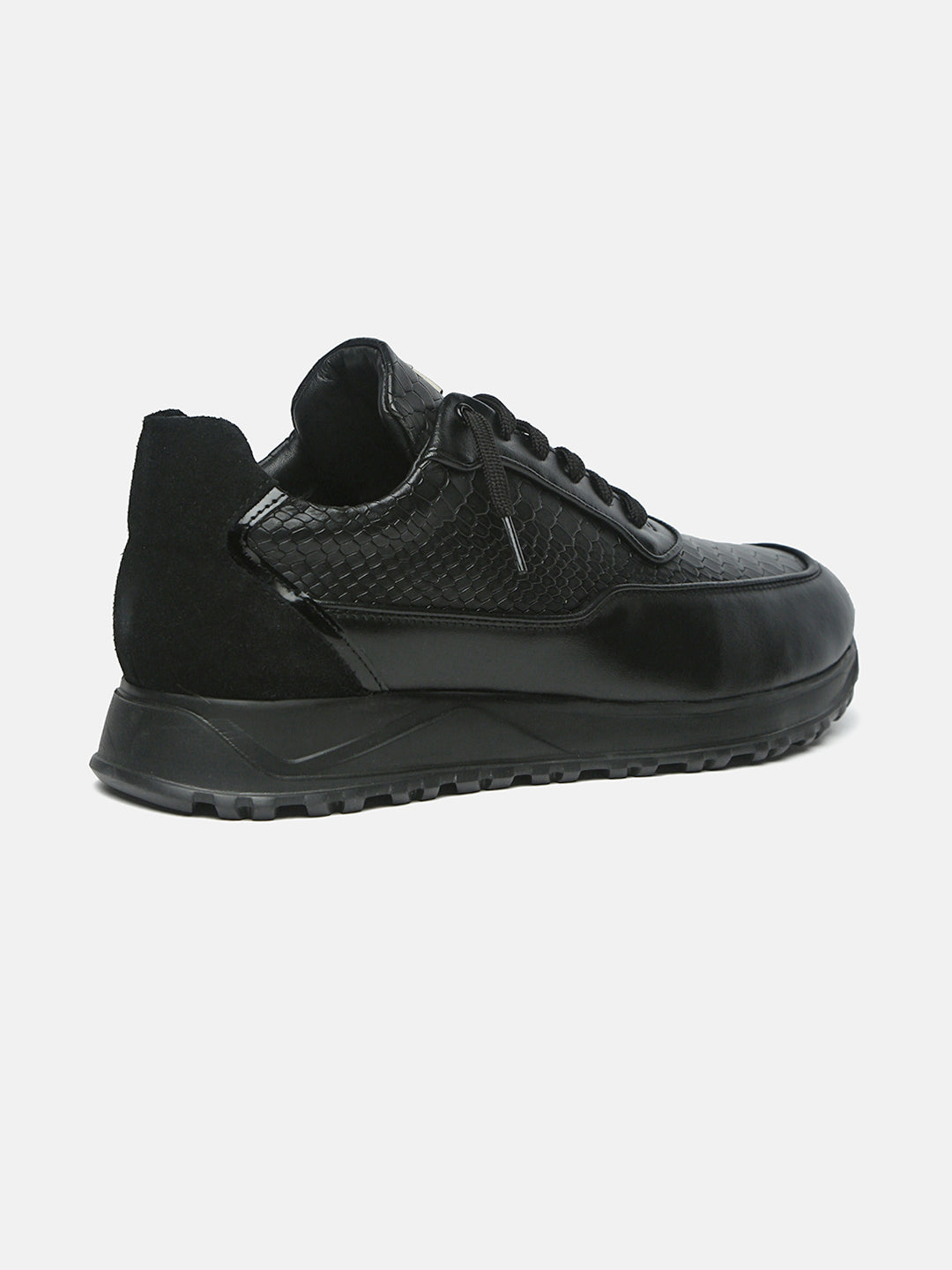 THE BANE - Black Python Leather Sneakers