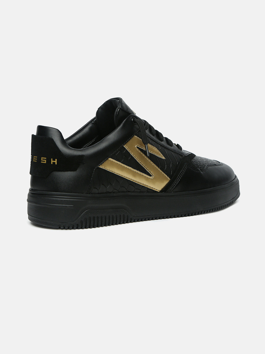 ZED LEGACY - Black & Gold Python Leather Sneakers