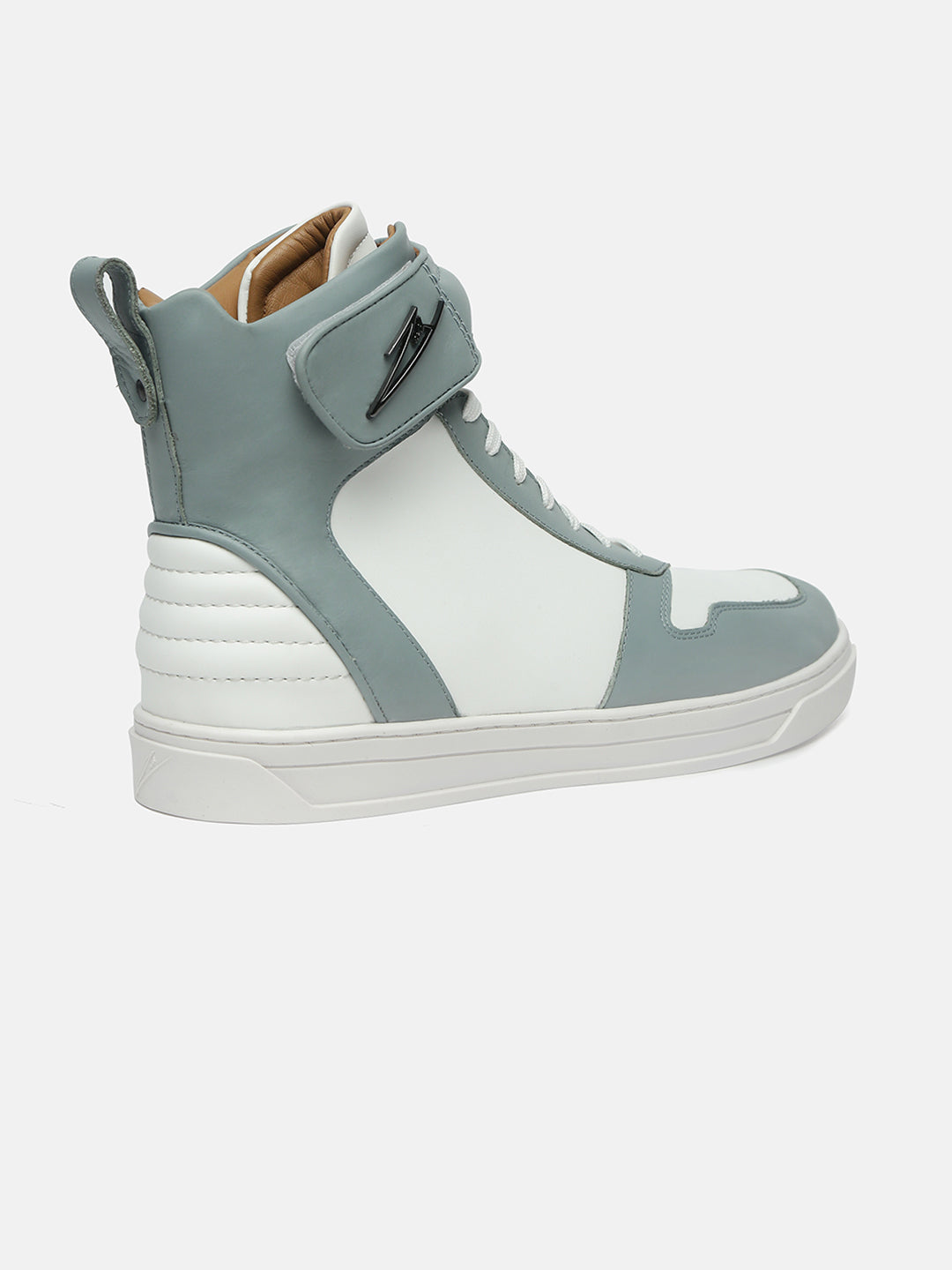 High-Top Premium Leather Sneakers - Aqua