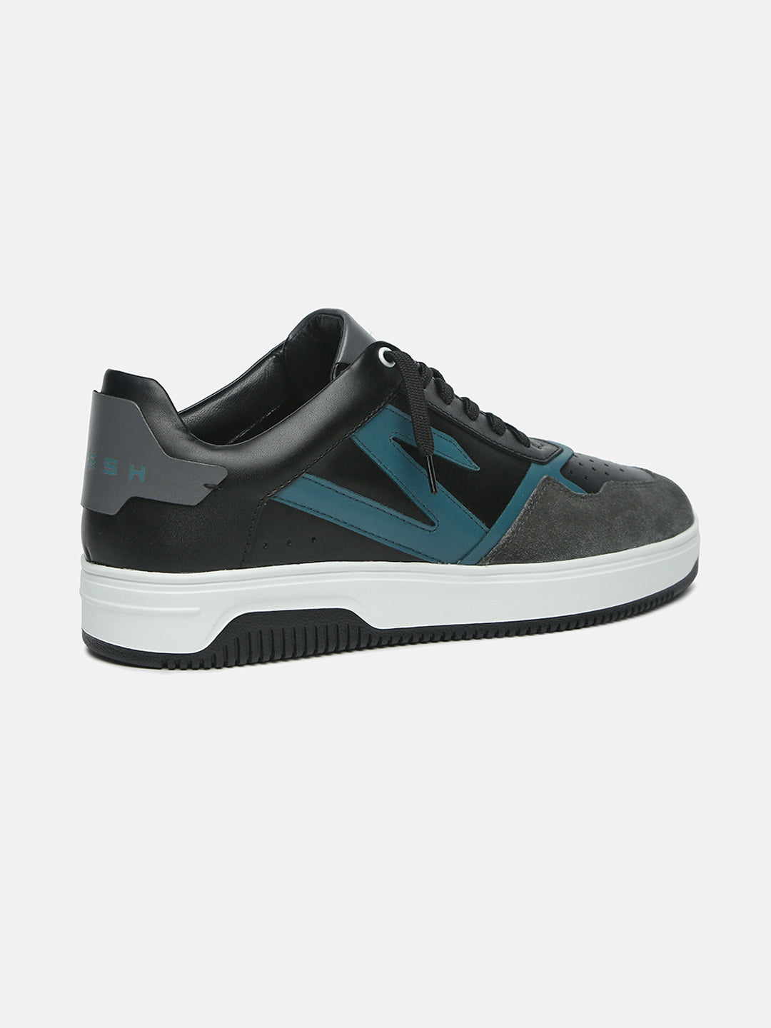 NOVA - Black & Blue Leather & Suede Low-Top Sneakers