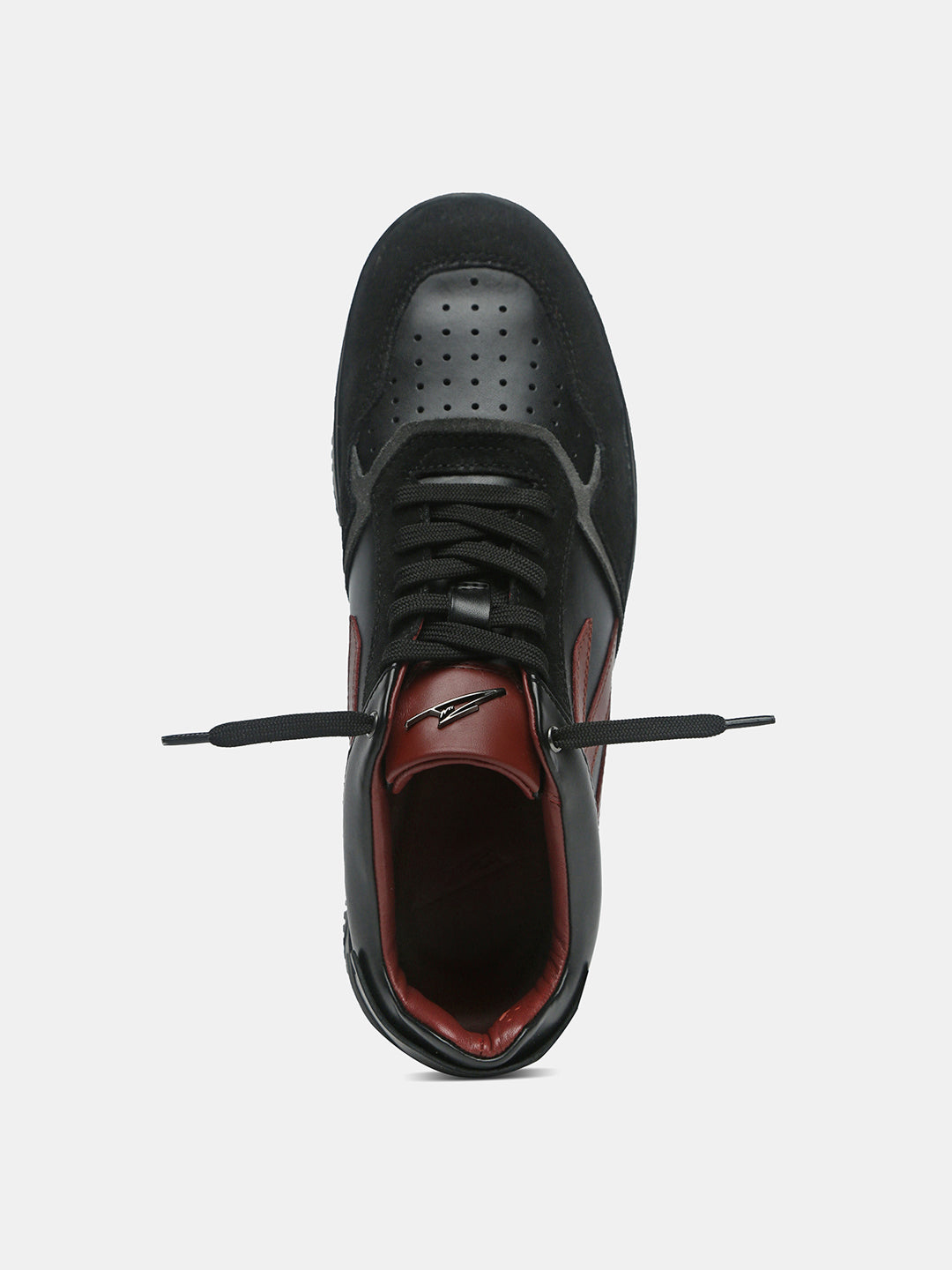 BLOOD NIGHT - Black & Red Leather & Suede Low-Top Sneakers