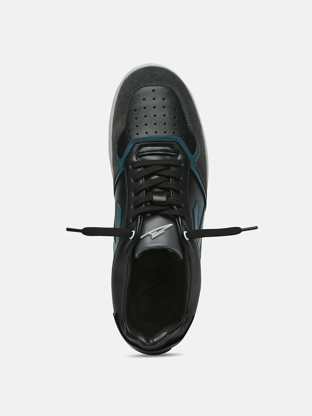 NOVA - Black & Blue Leather & Suede Low-Top Sneakers