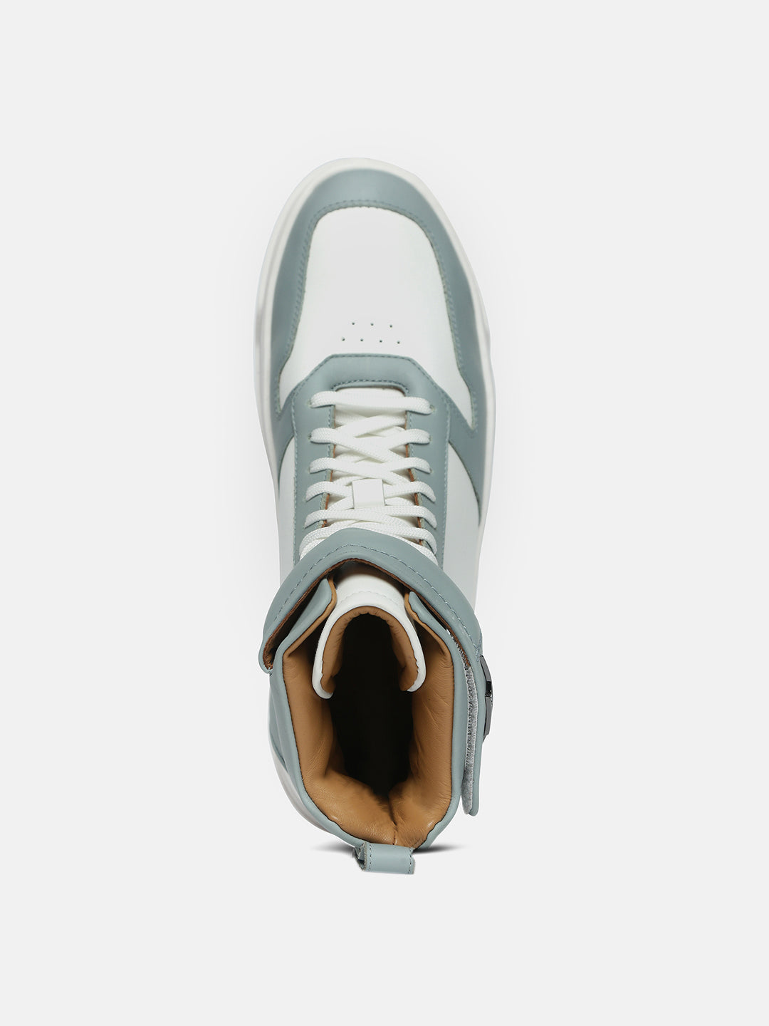 High-Top Premium Leather Sneakers - Aqua