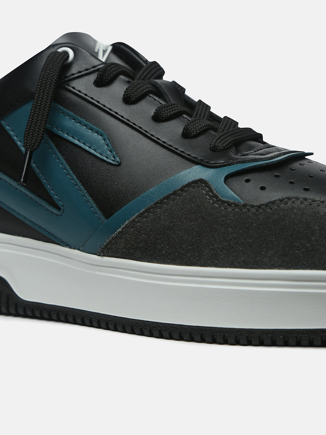 NOVA - Black & Blue Leather & Suede Low-Top Sneakers