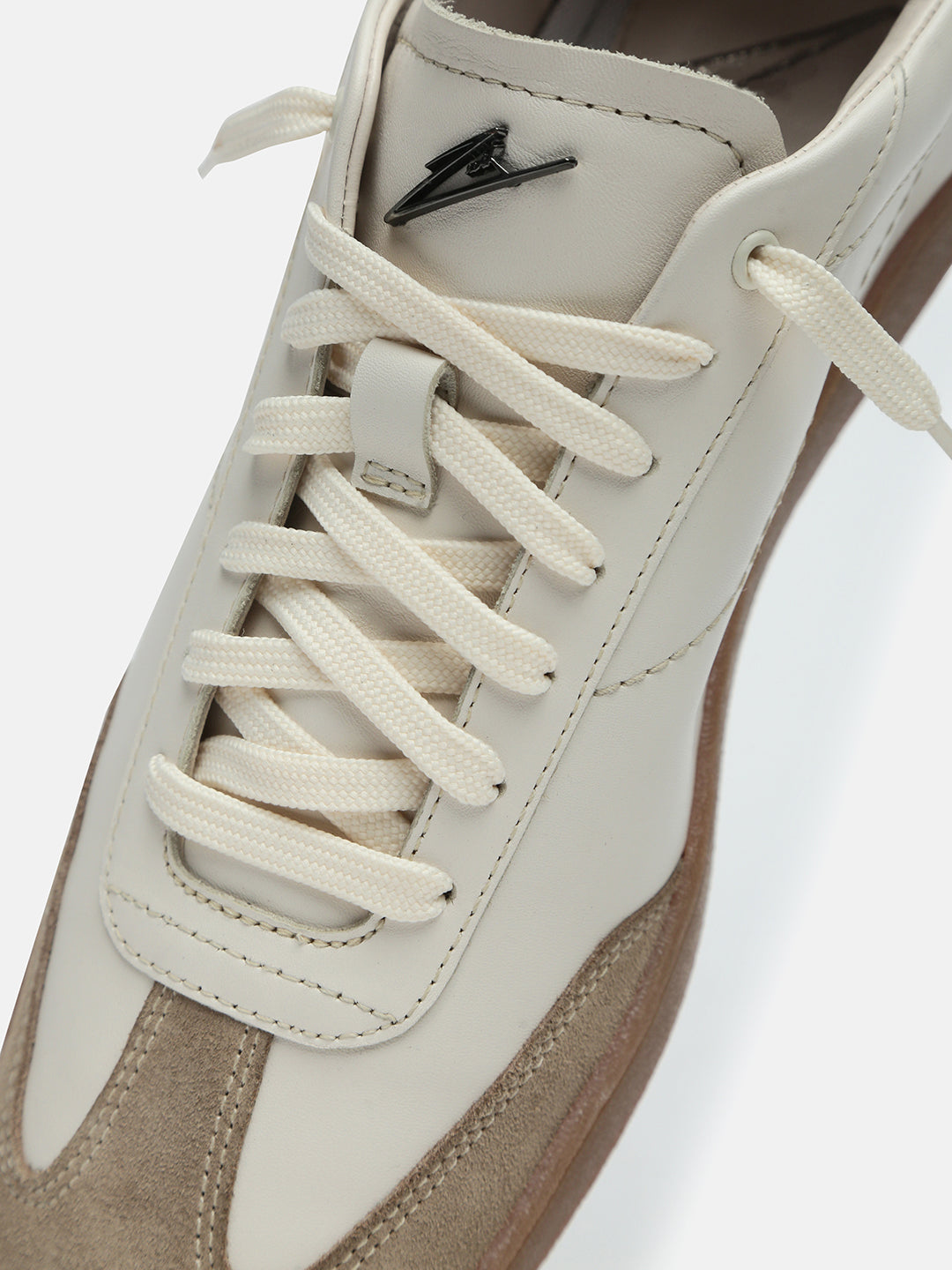 SANDSTONE - Beige Leather & Suede Classic Sneakers