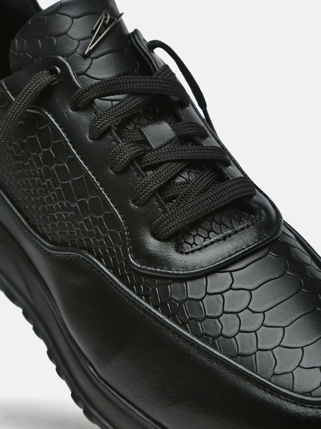 THE BANE - Black Python Leather Sneakers