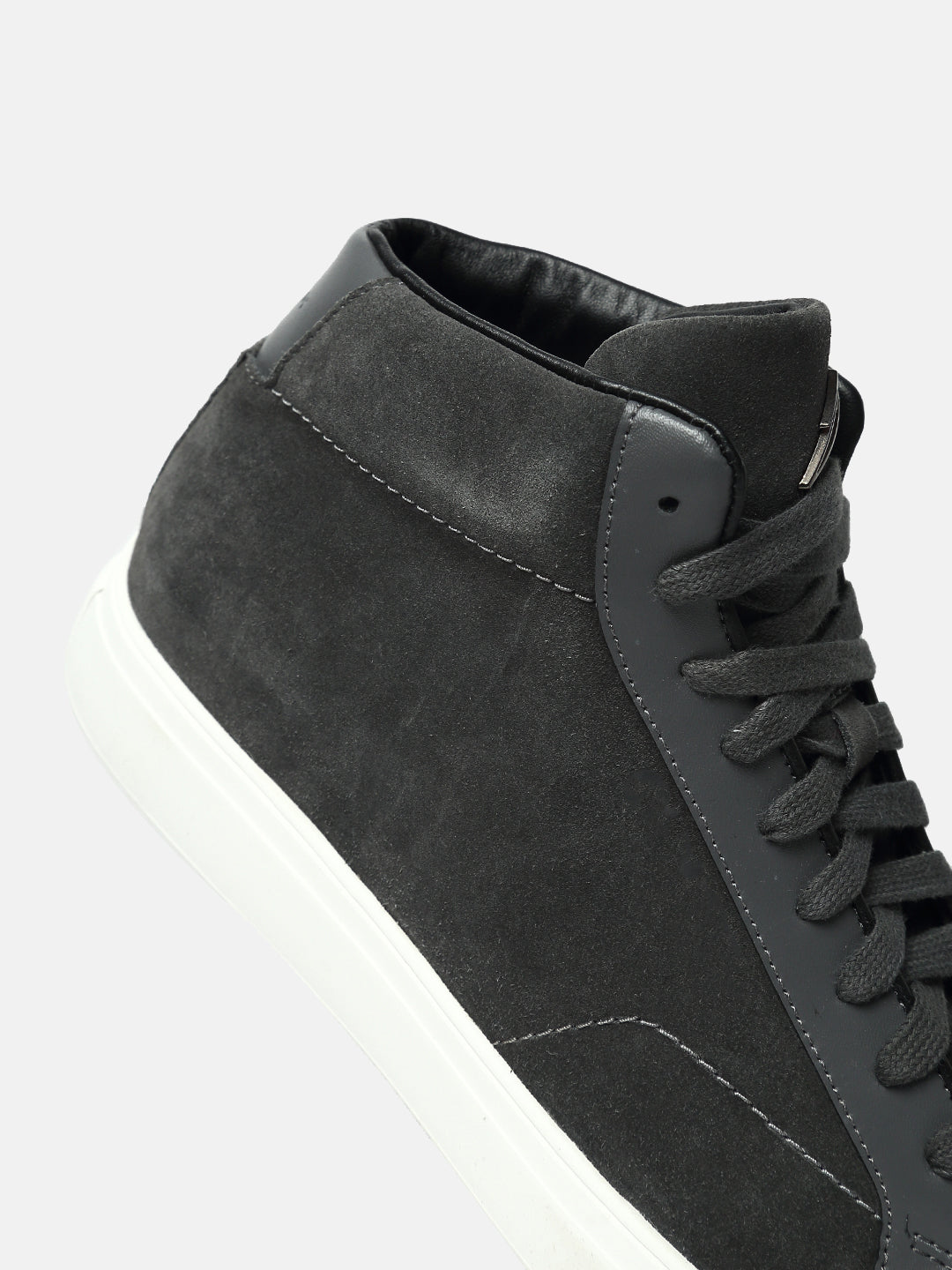 Premium Leather Mid-Top Sneakers - Grey
