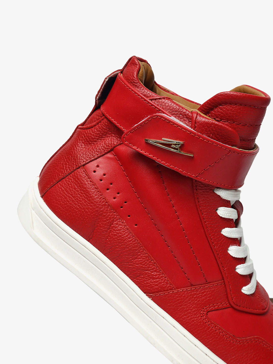 ZH I - RED - Red High-Top Leather Sneakers