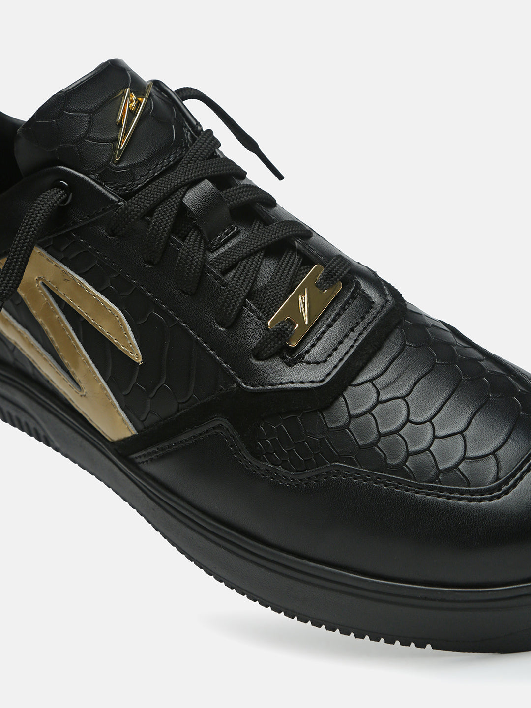 ZED LEGACY - Black & Gold Python Leather Sneakers