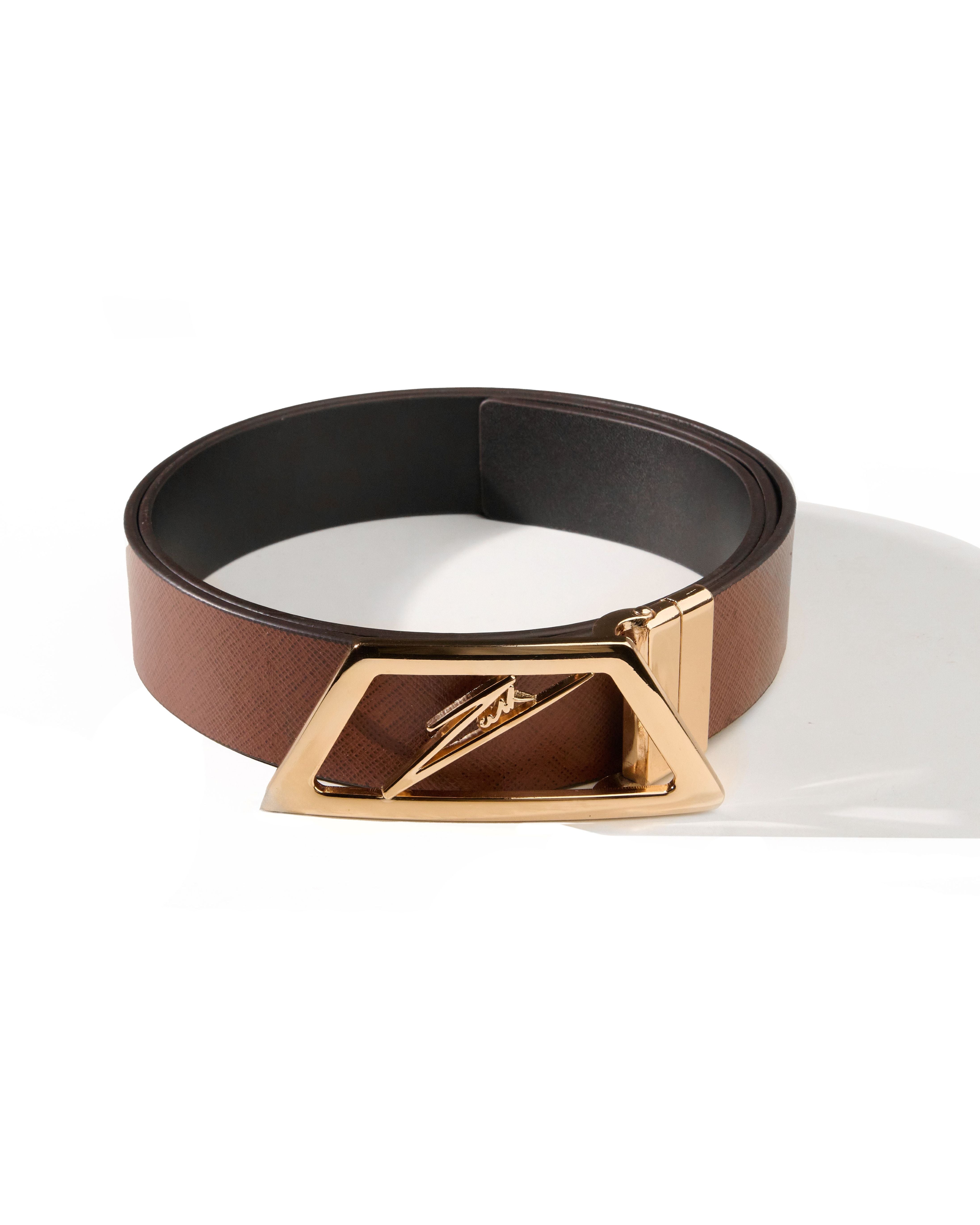 Amber Gold Premium Leather Belt - Tan