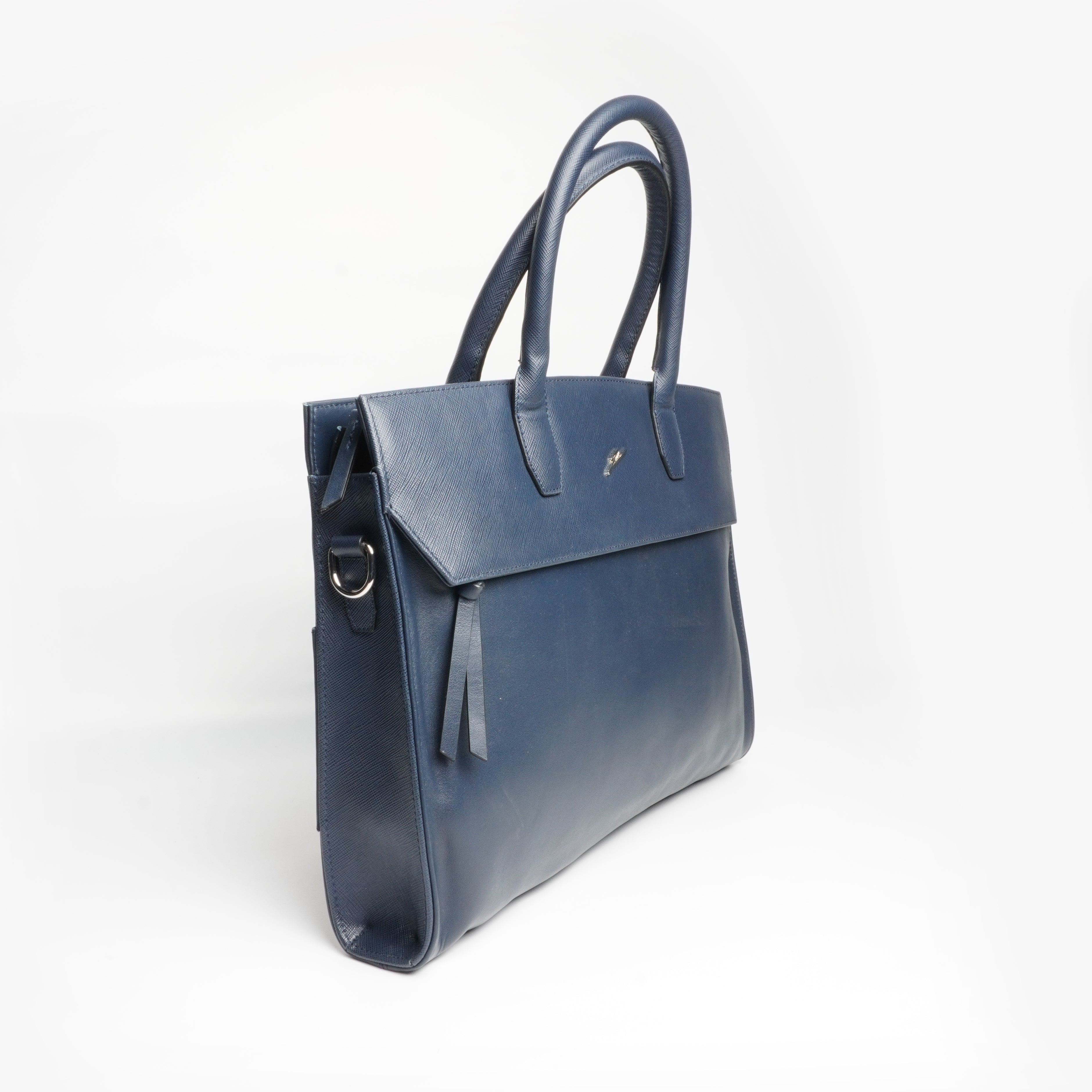 ZMB I Premium Leather Messenger Bag Navy