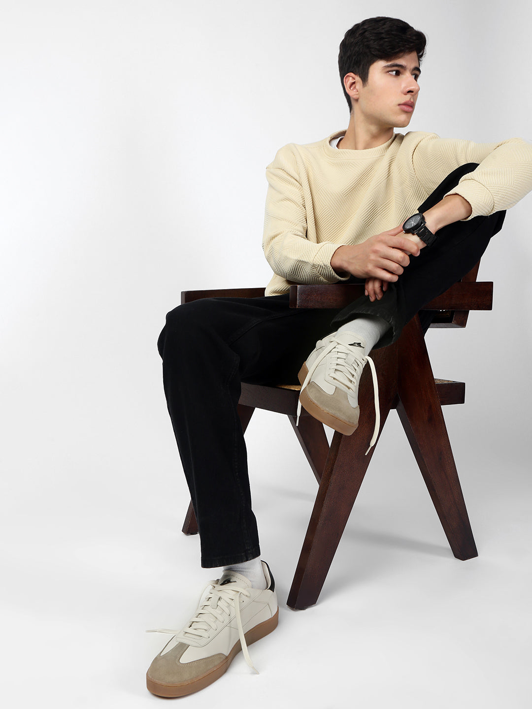 SANDSTONE - Beige Leather & Suede Classic Sneakers