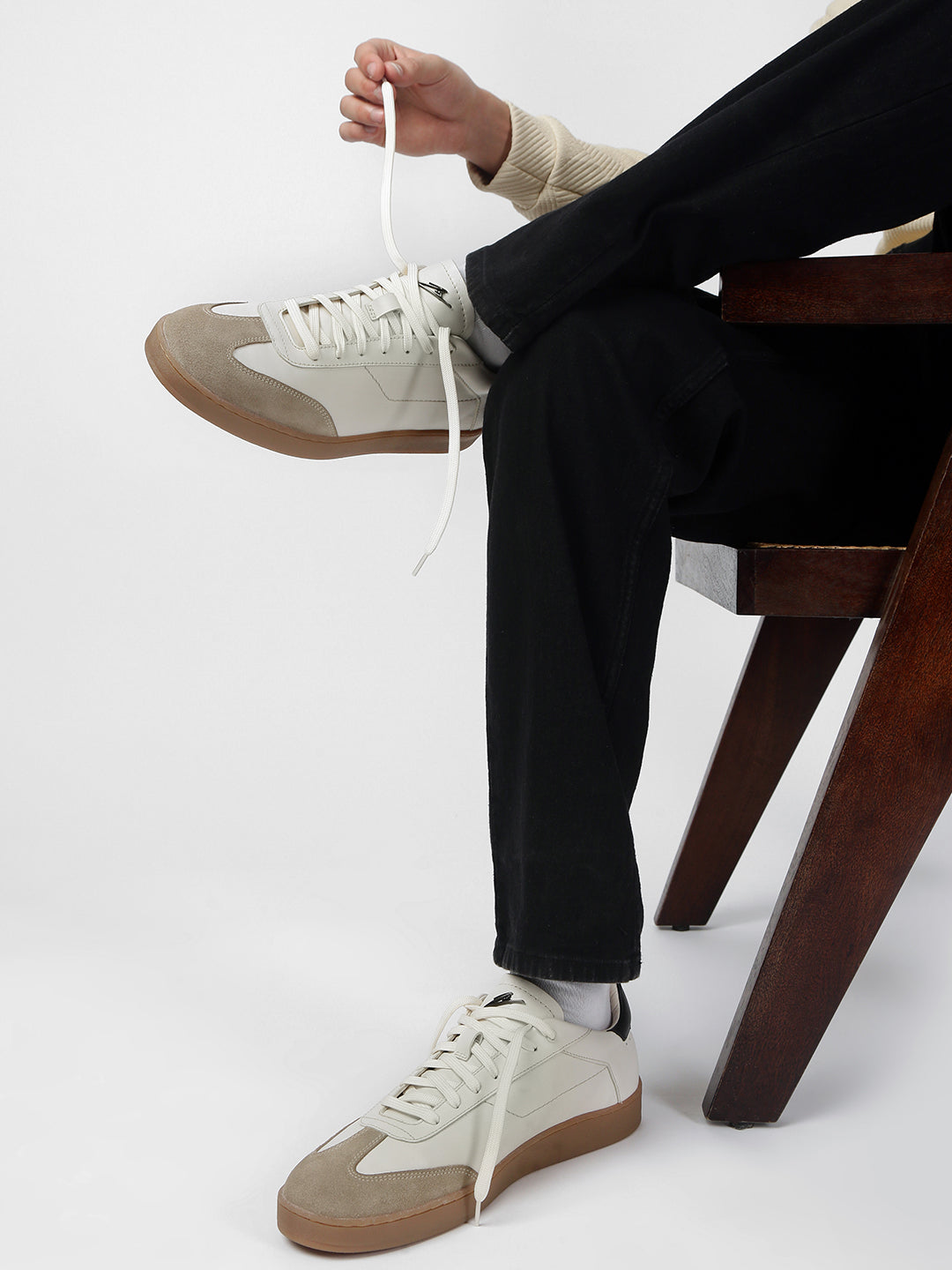 SANDSTONE - Beige Leather & Suede Classic Sneakers