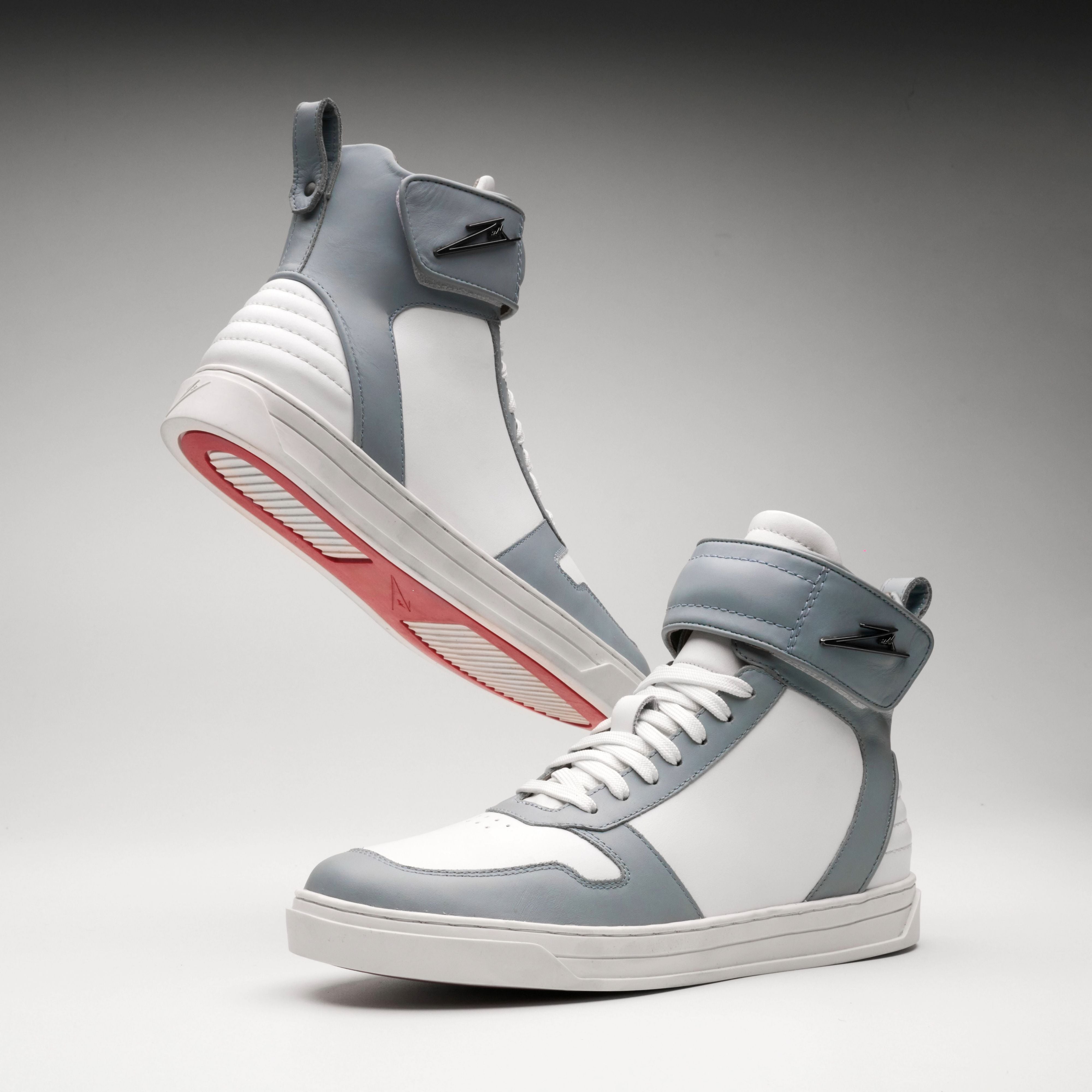 High-Top Premium Leather Sneakers - Aqua