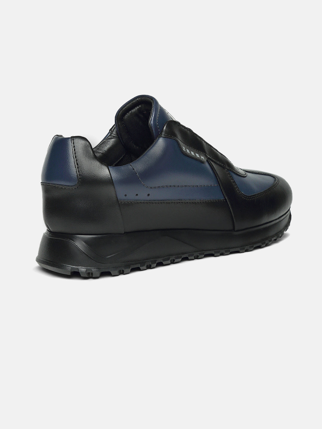 ZOL III - NAVY - Navy Mid-Top Leather Sneakers