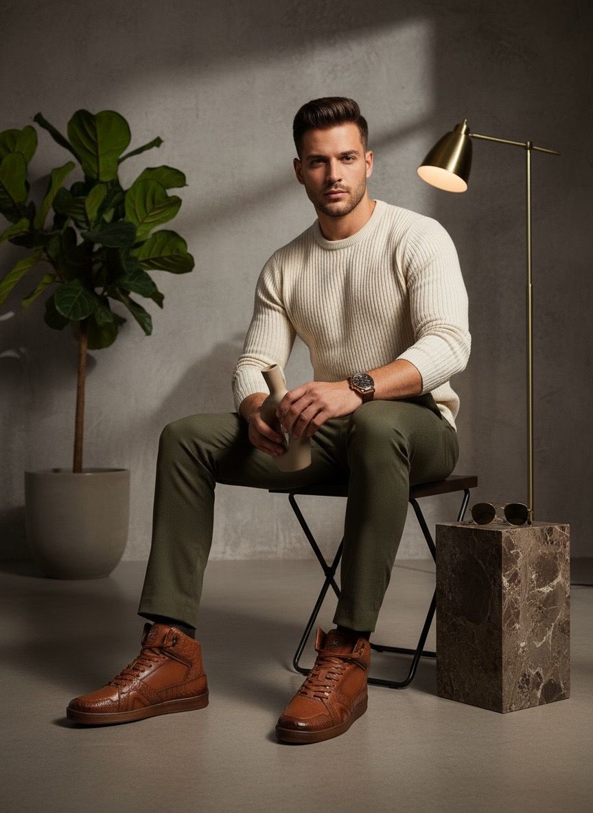 COBRA High Top Premium Leather Sneakers