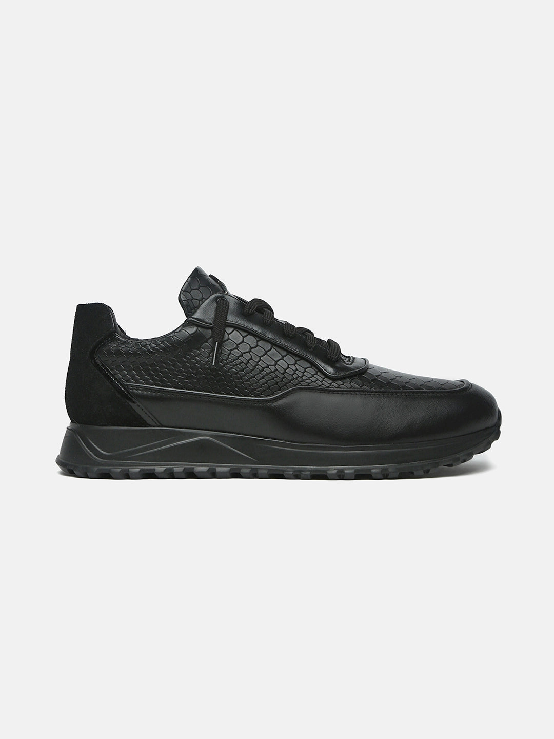 THE BANE - Black Python Leather Sneakers